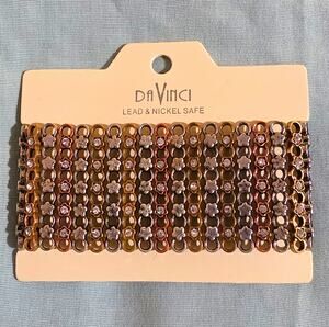 Y2k Inspired Da Vinci Metal Beaded/Sequined Flower Trim Rhinestone Multi Tone